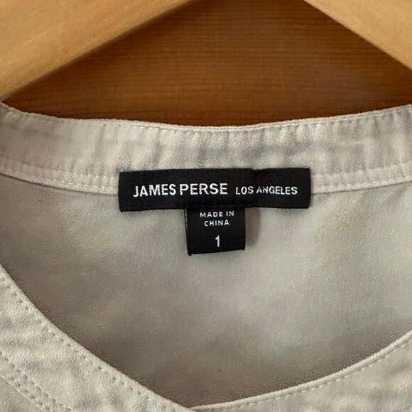 James Perse Beige Mandarin Collar Button Down Shirt Sz 1 or S MSRP $225 - Picture 3 of 6